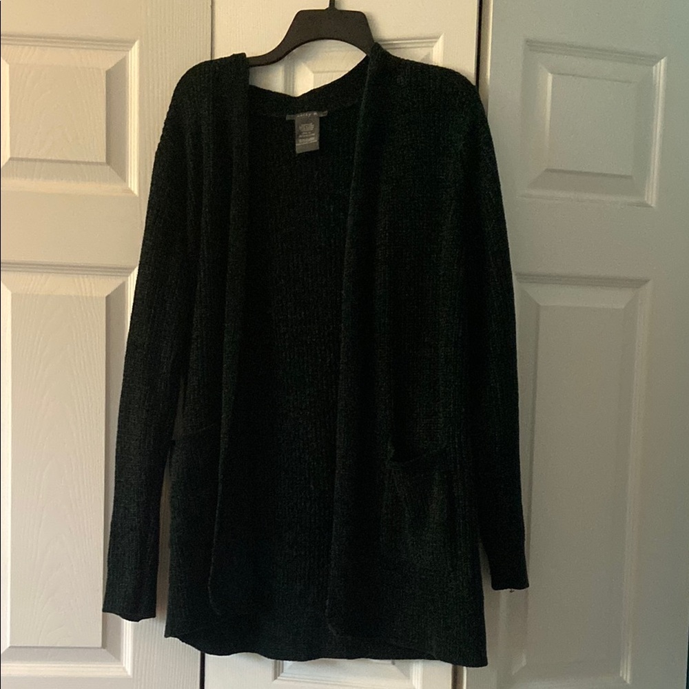 Matty M Black Open-Front Cardigan Sweater